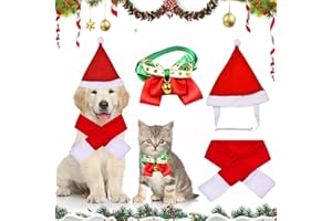 HBSFBH Chapeau de Noël pour Animaux, 4 Costume de Noël pour Animaux de Compagnie, Bonnet de Noel Chien Chat, Costume Noel pour Chat Chien, pour Chien Chat Animal de Compagnie Accessoires de Costume en Noël