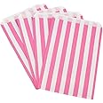 The Paper Bag Company Candy Stripe Paper Bags, 5 x 7 Inches - Pink, Pack of 200