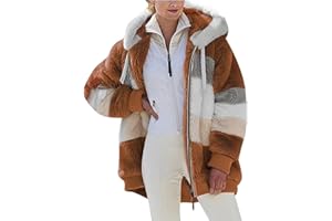 SUSENSTONE Veste Polaire Femme Fille Chaude Sweats Manteau à Capuche Zippé Laine épais Blousons Fourrure Hooded Coat Manche Longue Cardigan Casual Bloc de Couleur Mode Hiver Outerwear