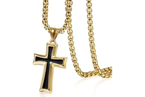 OIDEA Collana Catena Uomo Acciaio Inossidabile con Pendente Croce,Colore a Scelta