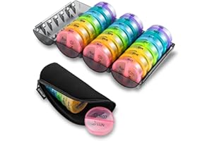 YAKLIM Portapillole Settimanale, Portapillole Giornaliero Grande 2 Volte Al Giorno, Pill Box Giornaliero 28 Scomparti Per Gli Anziani Viaggio Uso Domestico (colorato)