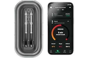 CHEF iQ Sense Smart Wireless Meat Thermometer with 2 Ultra-Thin Probes, Unlimited Range Bluetooth Meat Thermometer, Digital Food Thermometer for Remote Monitoring of BBQ, Grill (Double Probe Set)