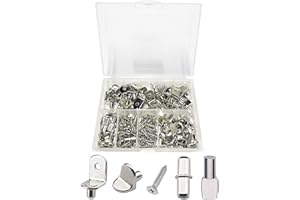 FISYNUG 150 Pcs 5 Style Shelf Pins Kit Metal Nickel Shelf Support Pegs L-Shaped Bracket for Furniture Cupboard Closet Bookcase Shelf