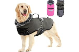 LIANZIMAU Manteau pour Chien imperméable avec Harnais, Manteau d'hiver pour Chien, Manteau Chaud avec réflecteurs pour Chien de Petite, Moyenne et Grande Taille, Manteau pour Temps Froid