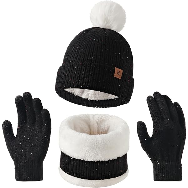 Set Invernale Bambini 3 In 1 - Cappello Con PomPom, Sciarpa E Guanti In Maglia Termica, Morbido E Caldo, Per 1-5 Anni - Foto 6