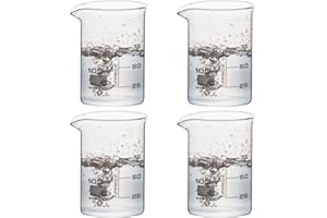 THIS-TRADING This-Trade - 100ml Lab glass Beaker - 4 Pack - Low Form Boro Glass with spout. 100 ml Scientific Laboratory Glass Beakers 3.3 Borosilicate glass container Printed Graduation (Vol: 4 x 100ml)