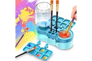 TUHNHGD Brush Rinser, Paint Brush Cleaner Art Supplies, Water Cycle Rinser, Multifunctional Paint Brush Cleaner for Acrylic and Water-Based Paint Cleaning Tools (blue transparent)