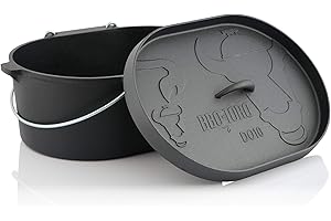 BBQ-Toro Dutch Oven DO10 | 9,3 Litres | Marmite en fonte sans pieds | déjà brûlé | Rôtissoire 10 QT