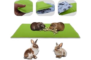 NEO SOLVO Polaire Modulable 3 en 1 - Tapis, Couverture et Tunnel Géant pour Cochon d'Inde et Lapin - 35 x 70 cm Pliable - Absorbant côté Vert - Doux et Frais côté Blanc - C&C 2x1