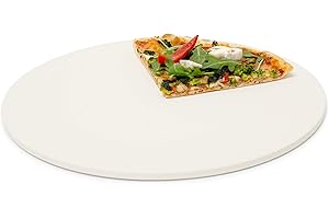 ‎RELAXDAYS Relaxdays Round, Diameter: 33 cm, 1 cm Thick, Baking Stone Made Out of Cordierite for Crunchy Pizzas, Breads and More, in Oven & Grill, Beige, 33 x 33 x 1 cm