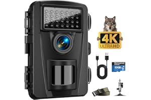 CamZeste Fototrappola 4K 60MP,Fototrappola Infrarossi Invisibili 130°Ampia Visuale Impermeabile IP66 Fototrappola 940nm IR LED con Scheda SD da 32GB per la Sorveglianza della Fauna Selvatica