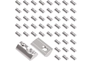 Yeepeo 50 sztuk kamieni rowkowych z kulką, rowek 8, seria 30, kamień rowkowy M6, gwint M6 z centrowaniem, nakrętka ślizgowa ze stali węglowej z kulką sprężynową T zestaw do rowków z profilem aluminiowym