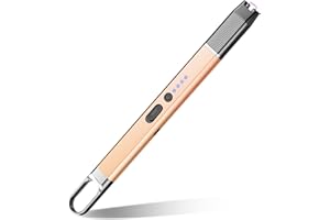 RONXS Lighter Electric Lighter Windproof Flameless Arc Type C Candle Lighters Plasma Rechargeable Lighters with Hanging Hook for Candle BBQ Camping(Champagne)