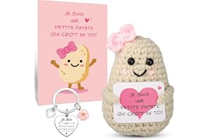 Szhhrxi Poupées de Pomme de Terre en Français avec Porte Clés et Carte, Cadeau Original & Amusant, Idée Drôle Anniversaires pour Homme Femme Collègue, Gadget Utile Rigolo Motivation (Patate)