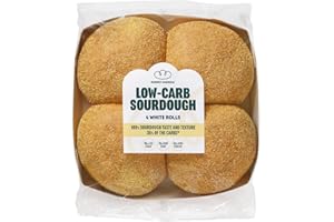 Robert Andrew Low Carb Sourdough White Rolls – 10.3g Carbs, 15.9g Protein, High Protein Low Calorie Rolls, Low Sugar Ketogenic Diet, Diabetic Food, 174 Calories – 4 x 60g