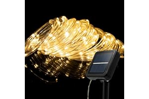 ‎LIYADE Solar Rope Light Chain, 10 m 100 LED Waterproof Outdoor Fairy Lights, LED Light Tube Outdoor Tube Crystal Clear Outdoor for Wedding, Party and Christmas, Christmas Lighting (Warm White)