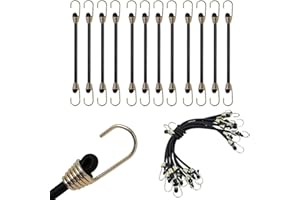 MAGISEL Paquete de 12 Cuerdas elásticas de Goma con Ganchos de Metal, Correas Elásticas con Ganchos, Correas elásticas de 25cm, Cuerda elástica Resistente al Desgaste para asegurar Lonas de Carga, Lonas