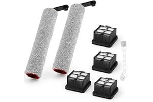RongZy pour Dreame H12 Pro Rouleau de Brosse de Rechange pour Dreame H12 Dual Accessoires Aspirateur, avec 2 Brosse à Rouleau, 4 Filtre HEPA, 1 Brosse de Nettoyage(Ensemble 7 Pièces Outils)
