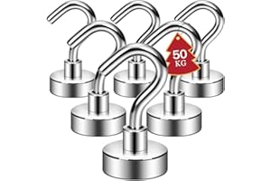 ATEWEITA Ganci Magnetic, Gancio Magnetico Extra Forti Neodimio Calamita con Gancio, Magnetic Hooks per frigorifero da cucina, soffitto, griglia, Piccoli (Argento, 40mm)
