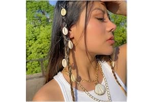 Allereya Shell capelli treccia anelli argento Dreadlocks Clip Conchiglia treccia capelli clip Cowrie ciondolo capelli polsino Dreadlocks capelli accessori per donne e ragazze 5pcs (argento Shell)