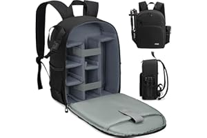 IPEB Kamerarucksack Tasche mit Stativhalterung Wasserdichtes Kameragehäuse Fotografie Rucksack Anti-Diebstahl für DSLR/SLR spiegellose Kamera Nikon Sony Canon (Schwarz-Grau)