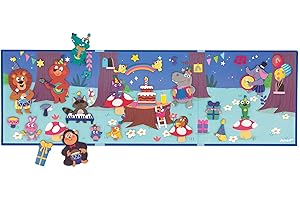 Janod - Magnéti'Stories Fiesta de los Animales - Juego Educativo Magnético 30 Imanes - Juguete Infantil de Cartón FSC - Desarrolla Imaginación y Motricidad Fina - A Partir De 3 Años, J05455