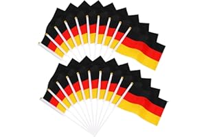 JUNEBRUSHS Deutschland Flagge, 20 Stück Deutschland Fahne 14 x 21 cm Deutsche Flagge Kleine Handflaggen 2024 Tischflaggen Dekorationen