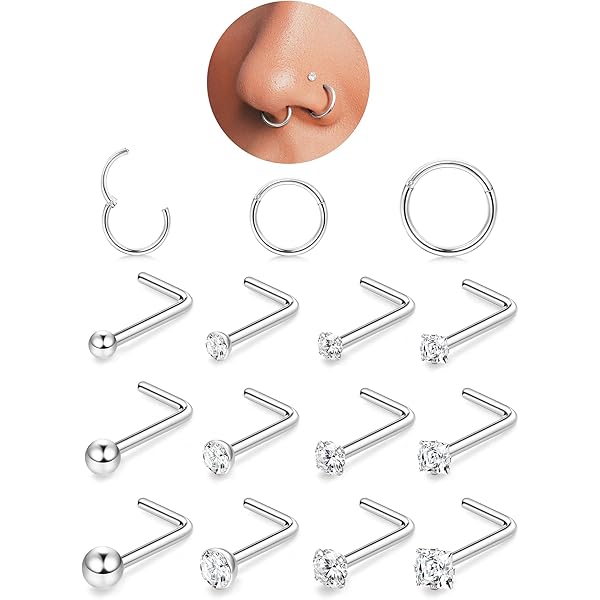 15 Pezzi Piercing Naso In Acciaio Inox - Viti Prigioniere Con Palla Piatta 20G Per Piercing Professionali - Foto 13
