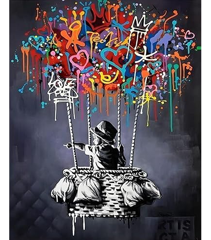 Tucocoo Two Fingers Means Number Six Graffiti DIY olieverfschilderij op nummer voor volwassenen wanddecoratie cadeau 40 x 50 cm