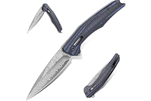 SMITH CHU Damas Couteau de poche tranchant Couteau pliant avec lame en acier damassé Couteau de chasse pliant avec clip pour les collections en plein air,Cadeaux pour hommes