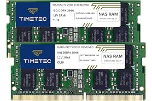 Timetec DDR4-2666 - Kit de 32 GB (2 x 16 GB) de repuesto para Synology D4ECSO-2666-16G DDR4 ECC sin búfer SODIMM 2666MHz PC4-21300 260 Pin 1.2V CL19 Dual Rank 2Rx8 Memory RAM Upgrade (D4ECSO-26666)