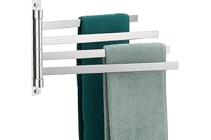 KOKOSIRI Swivel Towel Bars Swing Out Hand Towel Holder 4-Arm for Bathroom Kitchen Toilet Wall Mounted Chrome Stainless Steel B5007CH-A4