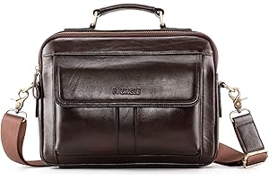 UBORSE Aktentasche aus Leder Umhängetasche für Herren Tragbare Handtasche Schultertasche Briefcase für Business Arbeit Wandern
