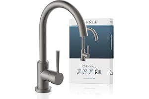 SCHÜTTE 79162 Rubinetto Cornwall, con Funzione Risparmio energetico, orientabile a 360°, Ideale Anche per Doppio lavello, Grafite Opaca