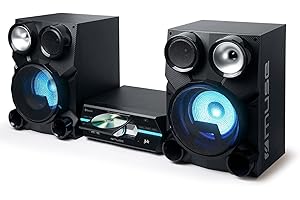MUSE M80-DJ Microsystème CD/MP3 avec Bluetooth, FM stéréo avec 60 Stations préréglées, Port USB, Affichage LED.