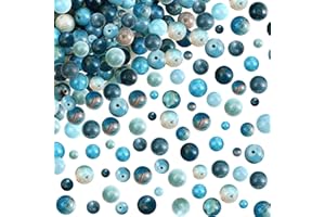 TOAOB THE ONE AND ONLY BABY TOAOB 100pcs Perles Pierre Naturelles 4mm à 8mm ﻿Apatite Bleu Rondes en Vrac de Pierres Précieuses Gemme Énergie Perles Guérison pour Fabrication de Bijoux Collier Bracelet Boucle D'oreille