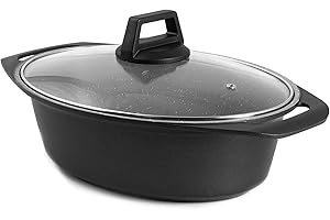 Aeternum Casseruola Ovale Petravera, Rostiera Roaster con Coperchio, Adatta all'Induzione, antiaderente, 32 x 24 cm