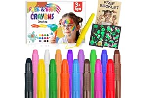 Ucokee 16 Couleurs Visage Peinture, Lavable Crayon Maquillage Enfant, 2 Lumineux Tatouage Pour Enfant, Non-Toxique, Carnaval, Peinture Corporelle Pour PâQues, Cosplay, SoiréEs à ThèMe NoëL Halloween.
