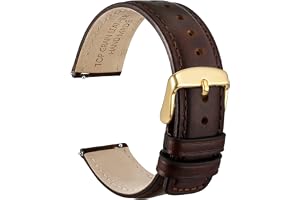 WOCCI snabbfrigörande klockband, nödställt äkta läder, rostfritt stålspänne, bandbredd 18 mm 19 mm 20 mm 22 mm 24 mm