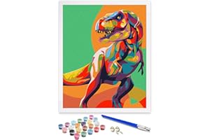 ifymei Peinture par Numero pour Enfant et Adulte, Loisirs Créatifs Activité Manuelle, Peinture Acrylique Kit de Dessin pour Filles et Garçons, Sans Cadre 40 x 50 cm - Animaux - Dinosaures