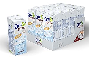 OraSì Barista Hazelnut bevanda di nocciola (1 litro, 12 unità) - Alternativa vegetale al latte con nocciole italiane - Senza glutine - Per cappuccini, dieta vegana e gusto intenso di nocciola