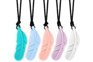 CLDY Collier a macher enfant tdah, collier anti stress enfant, 5 pièces colliers à mâcher sensuels pour enfants et adultes souffrant de dentition, d'autisme et de TDAH, anti stresse à macher sans bpa