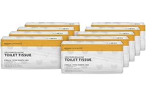 AmazonCommercial Toilettenpapier, 3-lagig Premium, 72 Rollen (8 Rollen, 9-er Pack), 243 stück per Rolle, Blattgröße: 9,5 x 11 cm, T4/T6-Spender Kompatibel