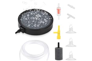 JAOMON Air Stone Disc Strumento di Rilascio Diffusore a Bolle,10pezzi Set di Accessori per Pompa d'aria Standard per Acquario 2M Tubo Flessibile Con Pietre d'aria, Ventose e Valvola Non ritorno, Connettore