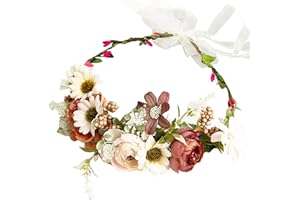 VAIAV Blumenkranz Haare Blumen Haarschmuck Haarkranz Haarband Verstellbare Blumenkrone Stirnband für Hochzeit Zeremonie Festival Party Geburtstag