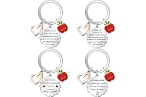 Hcvone 4 Pezzi Portachiavi Maestra Da Donna Regalo Grazie Maestre Regali Fine Anno di Scuola Per Insegnante Regalo Idee Regalo Natale Per Maestre