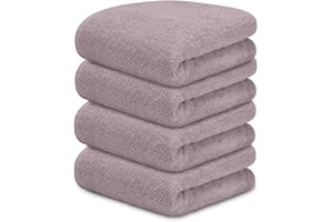 DECASATEXTIL Pack 4 Toallas Lavabo 50x100cm Algodón 450g/m² – Suaves y Absorbentes – Toallas Baño y Mano para Lavabo, Gimnasio o Aseo (Lila)