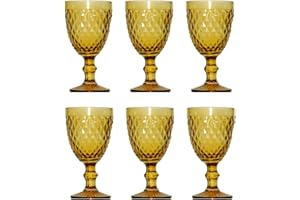 Solycarpa Set de 6 Verres Jaunes en Cristal. Modèle Transparent Personnalisé pour Fête ou Mariage, Original et Résistant. Idéal pour Le Vin, Le Champagne ou l'eau.