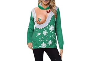AMHOMELY Women Blouse Tops Sale Clearance,Casual Funny Christmas Print Long Sleeve Pullover Hooded Blouse Couples Tops Christmas Jumper Funny Graphic Reindeer Santa Xmas Jumper Sweatshirt Ladies UK Size