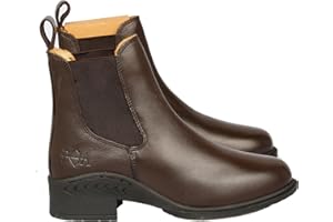 BOW & ARROW EQUESTRIAN Bow & Arrow Ladies Jodhpur Boots | Women Chelsea Ankle Boots | Equestrian Riding Shoes With Cap Toe Low Block Heel Side Elastic Gusset Pull Tab | For Outdoor Riding walking Made With Leather Material